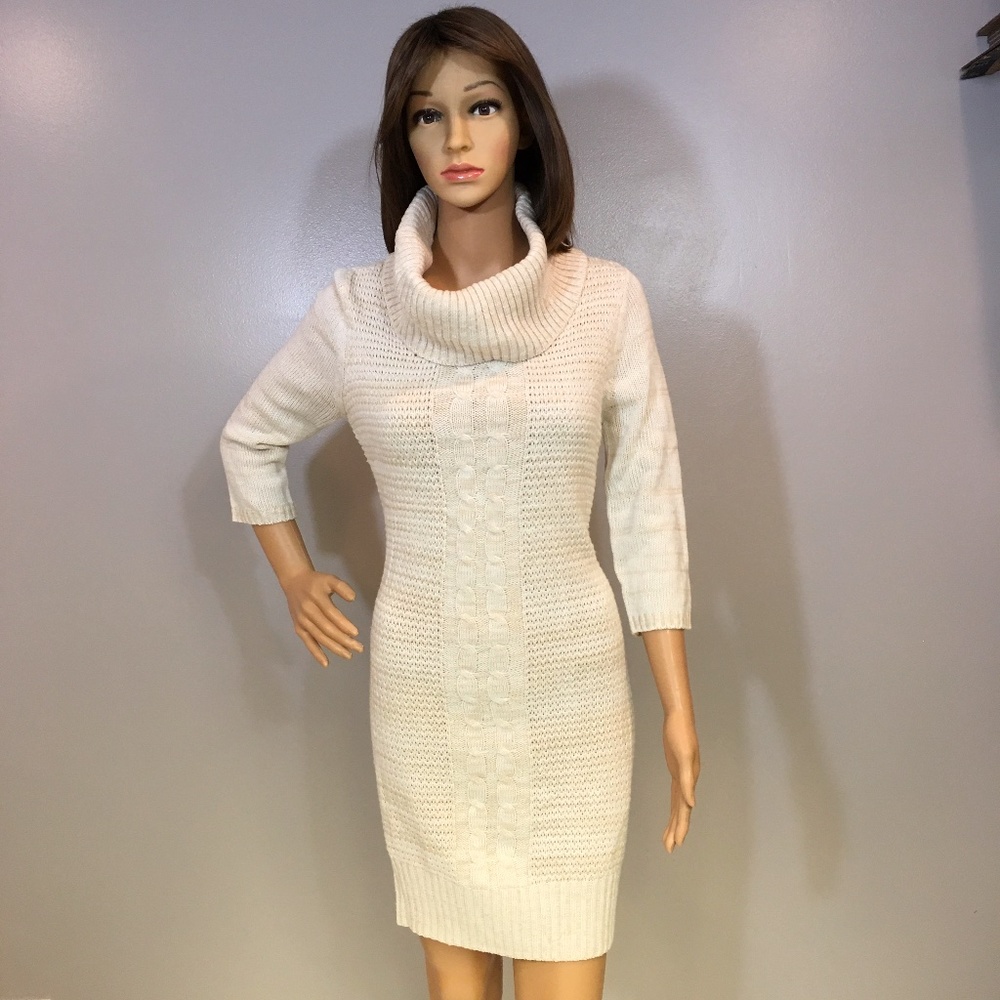 Brand New Beige Cable Knit Sweater Dress